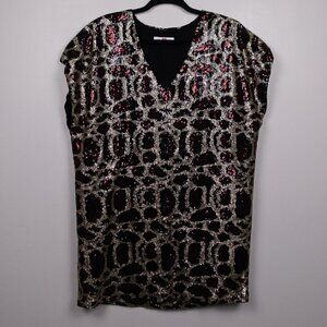 Buddy Love Aretha cheetah print sequin mini tunic dress-XS